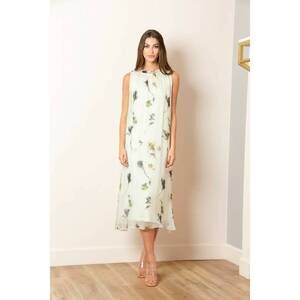NEW JESSIE LIU printed silk dress in multi/white